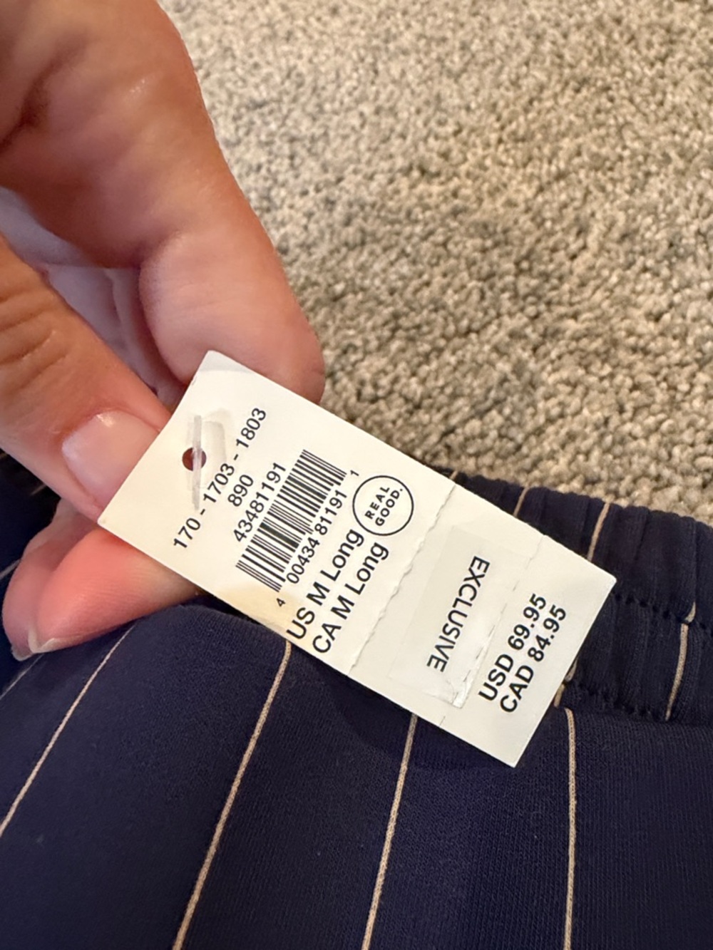 aerie Navy Pinstripe Wide Leg Pants - Picture 4 of 5